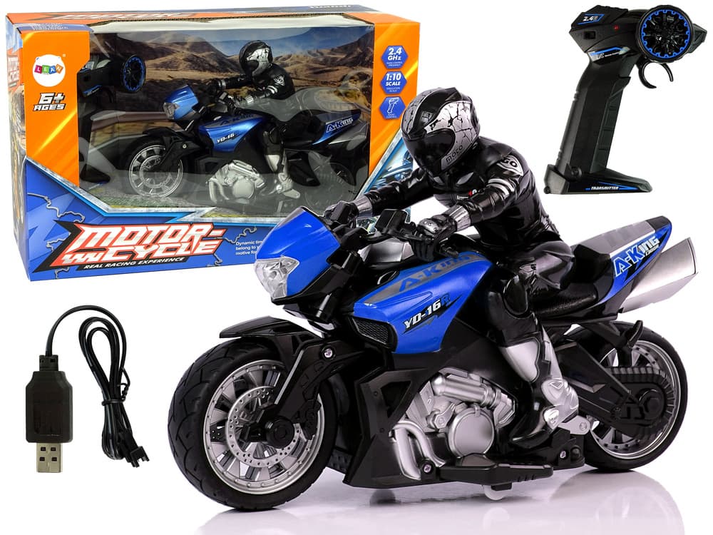 Športni motor na daljinsko upravljanje R/C 2.4G, doseg 35 m, 1:10, modra