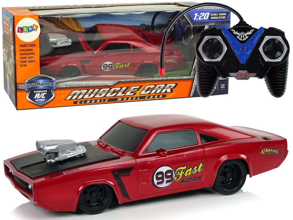 Športni avto R/C z nalepkami 1:20, rdeč, pilot 2