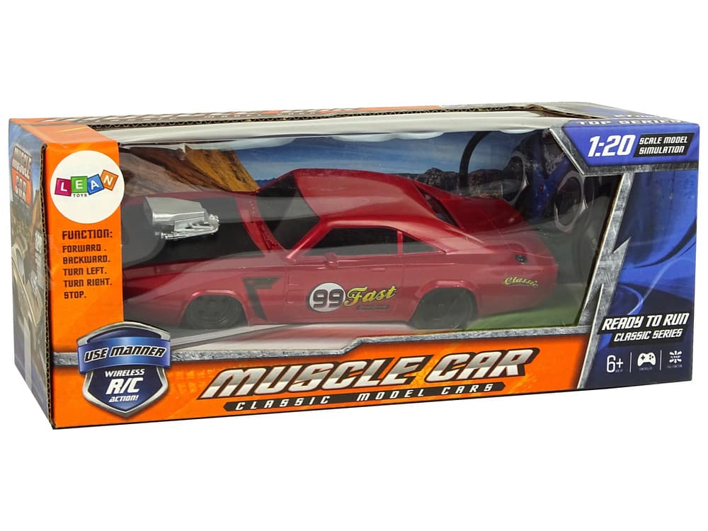 Športni avto R/C z nalepkami 1:20, rdeč, pilot 4