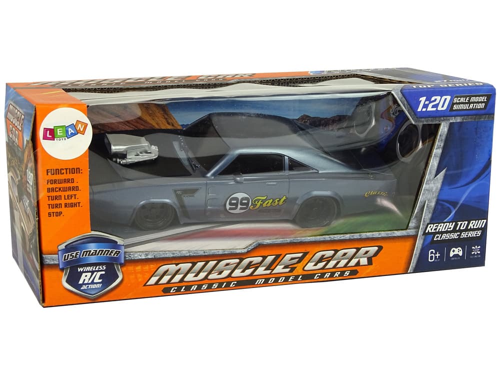 Športni avto R/C z nalepkami 1:20, siv, pilot 6