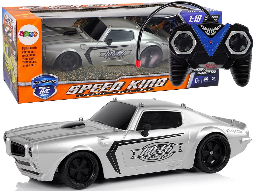 Športni avto R/C 1:18, srebrn, Champion, pilot