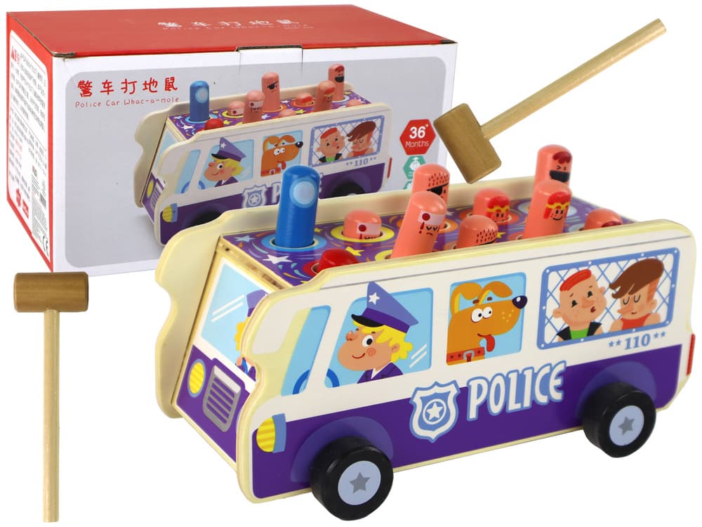 Lesena ropotulja policijski avtobus z kladivci
