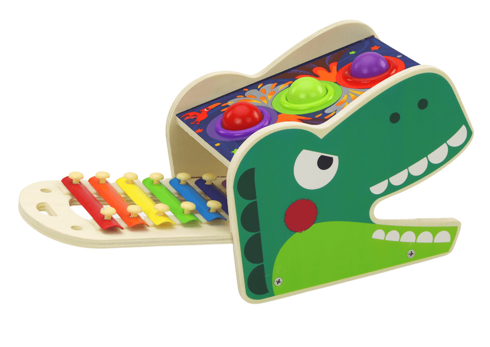 Lesena izbijalka in ksilofon Dinozaver 2v1 LEAN TOYS - Rdeča 2