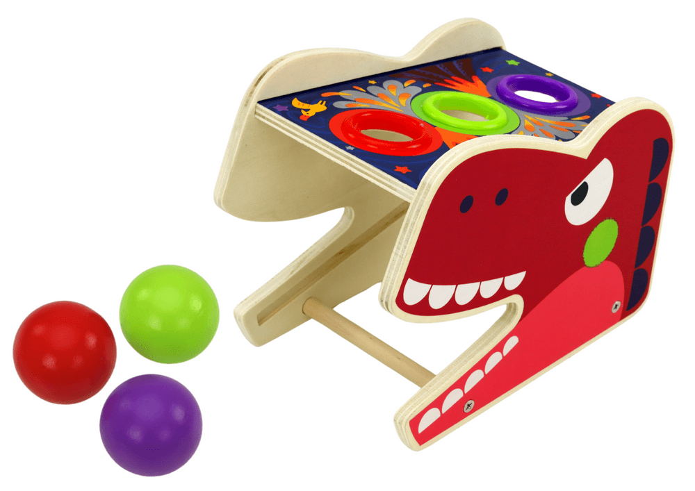 Lesena izbijalka in ksilofon Dinozaver 2v1 LEAN TOYS - Rdeča 3