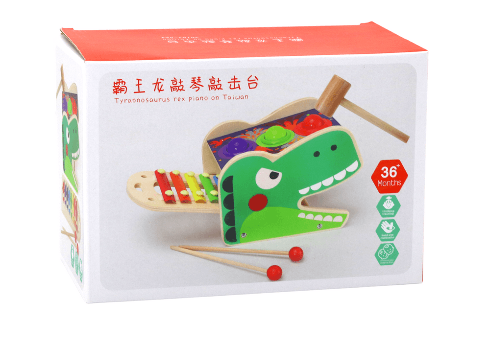 Lesena izbijalka in ksilofon Dinozaver 2v1 LEAN TOYS - Rdeča 5