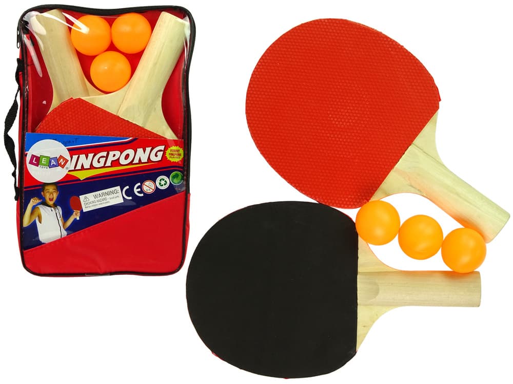 Leseni loparji za namizni tenis s 3 žogicami in etuijem