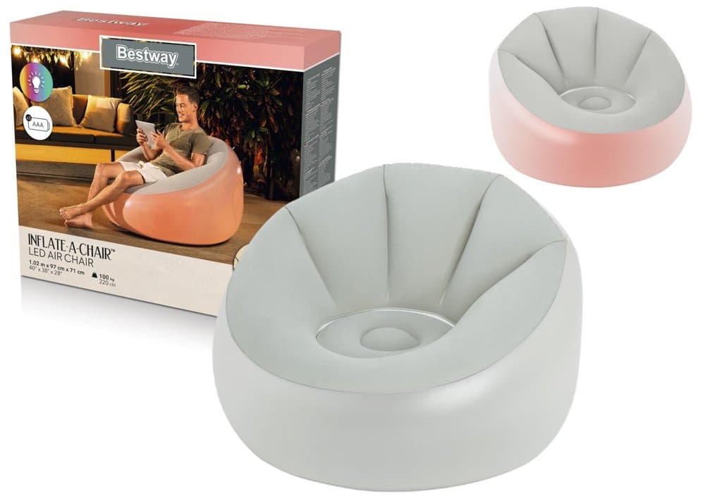 Napihljiv fotelj Bestway 75086, 102 x 97 x 71 cm, s podsvetlitvijo