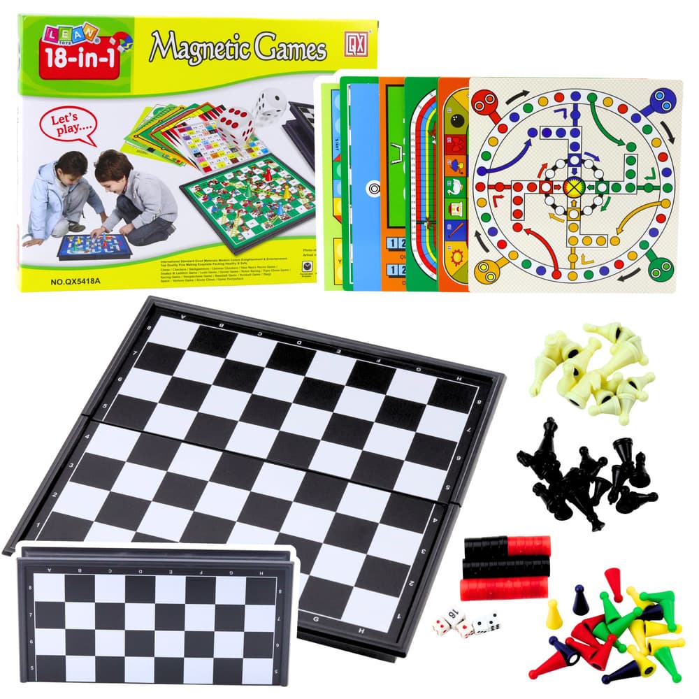 Set 18 v 1 družabnih iger: šah, spominske igre, Ludo in druge