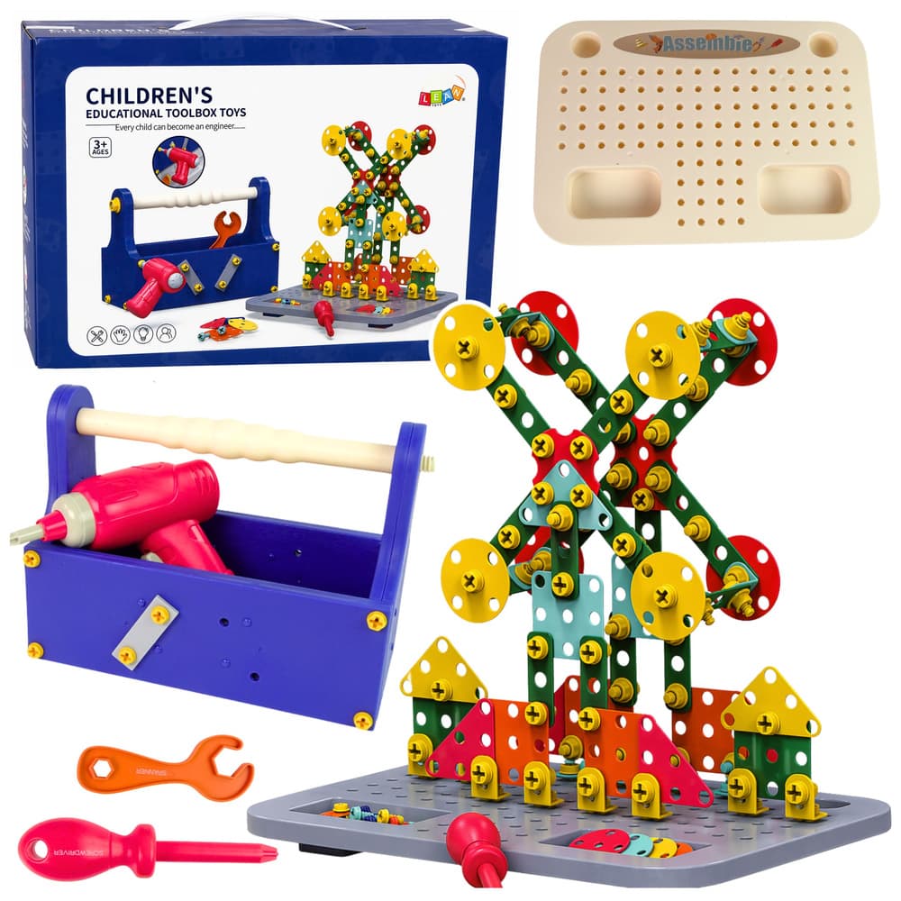 LEAN TOYS gradbeni bloki v kovčku z izvijačem