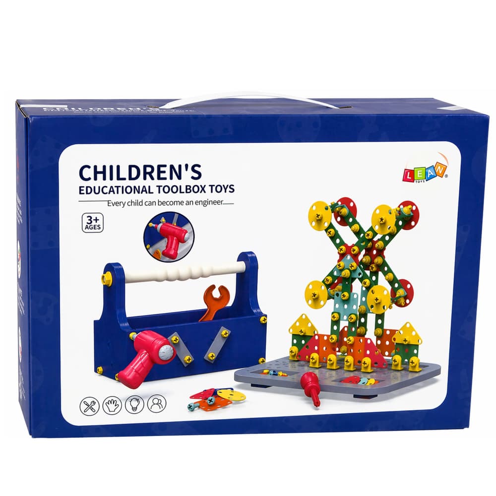 LEAN TOYS gradbeni bloki v kovčku z izvijačem 5