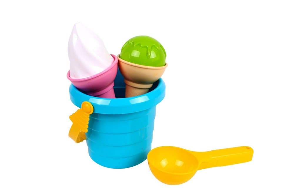 Set za pesek LEAN TOYS - Sladoled v modrem vedrcu