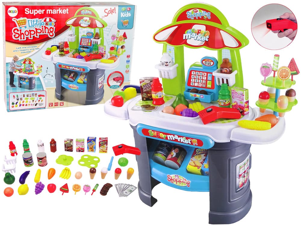 Otroški Supermarket z Blagajno LEAN TOYS: Skeniranje Izdelkov