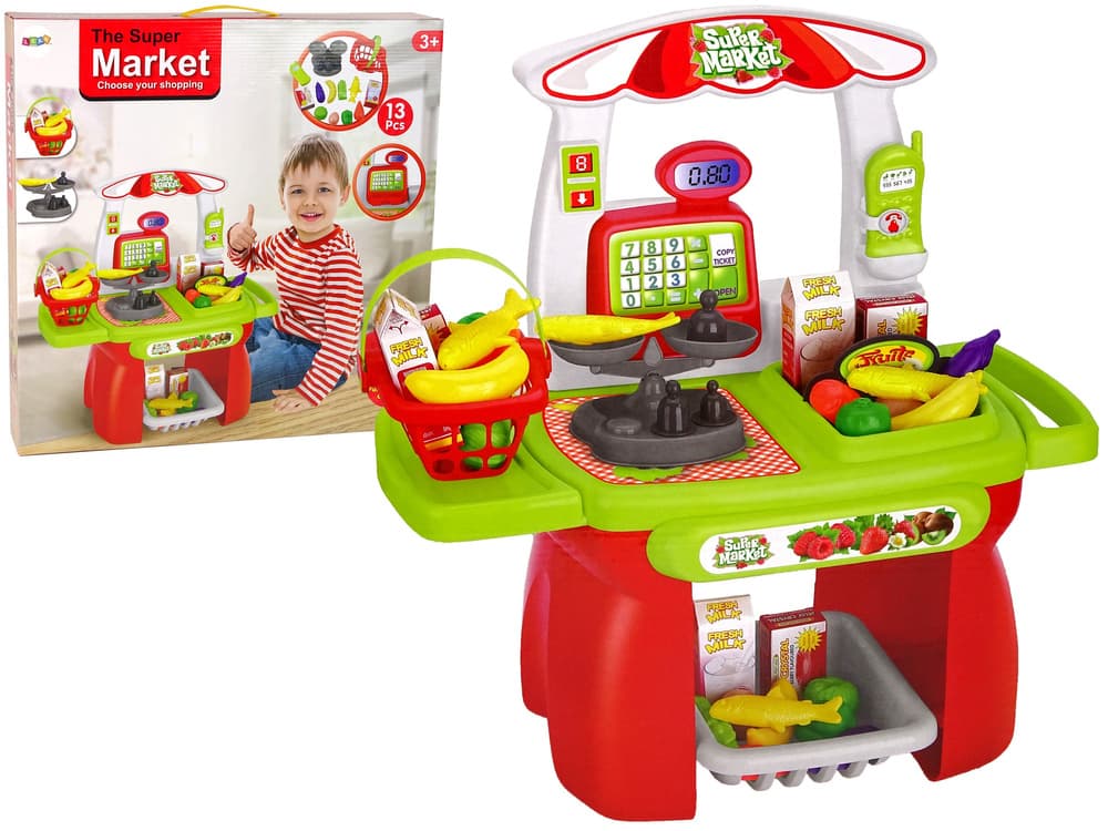 Set Supermarket LEAN TOYS: Košarica, Vaga, Izdelki