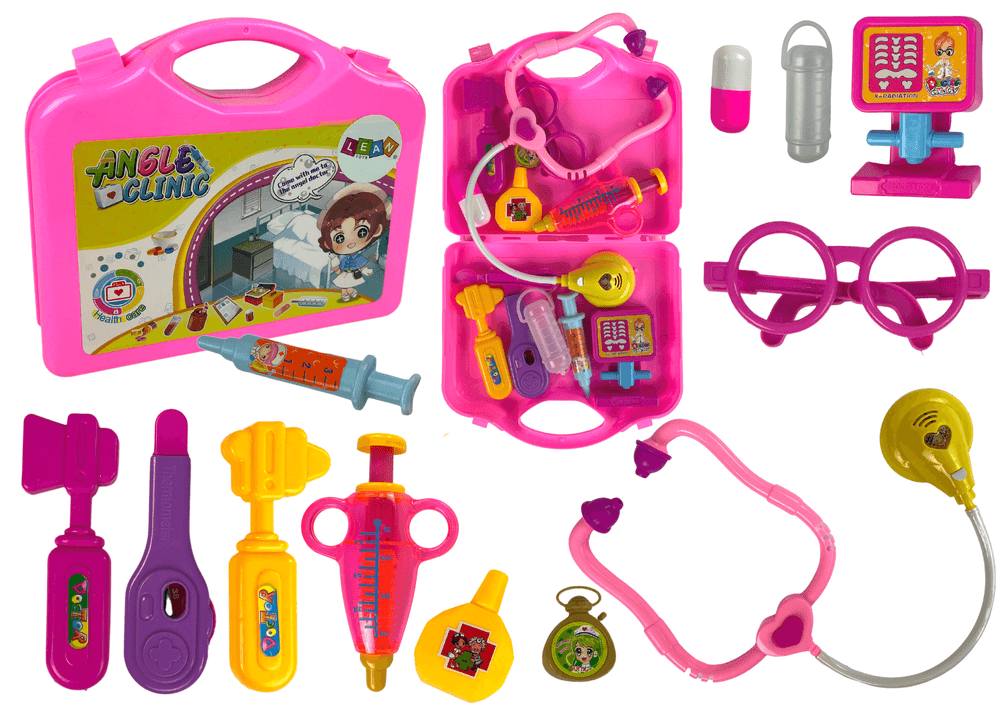 Set Malega Zdravnika LEAN TOYS: Roza Kovček s Stetoskopom