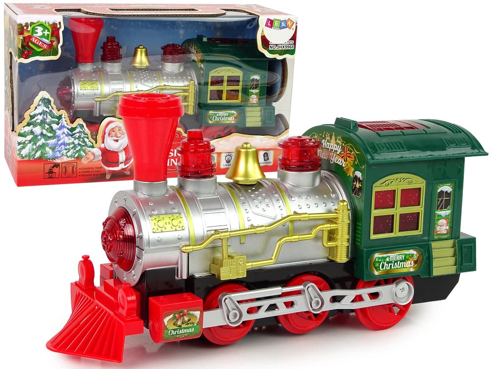 Božična Lokomotiva LEAN TOYS Zelena na Baterije s Svetlobo