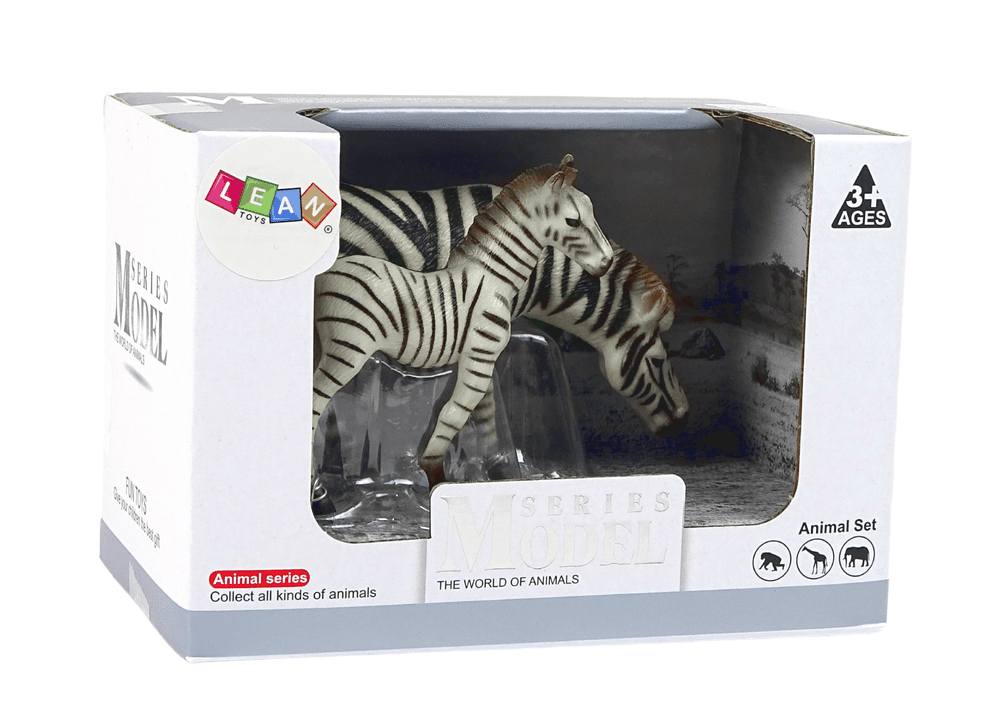 Set 2 figuric Zebra z mladičem - Živali sveta (LEAN TOYS) 3