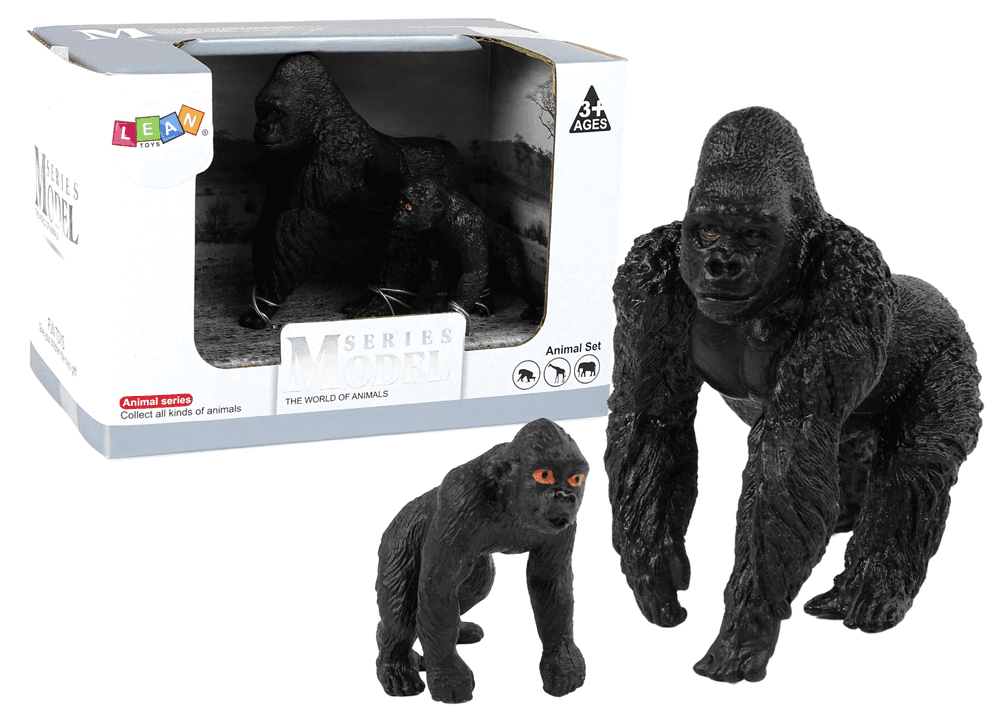 Set 2 figuric Gorila z mladičem - Živali sveta (LEAN TOYS)