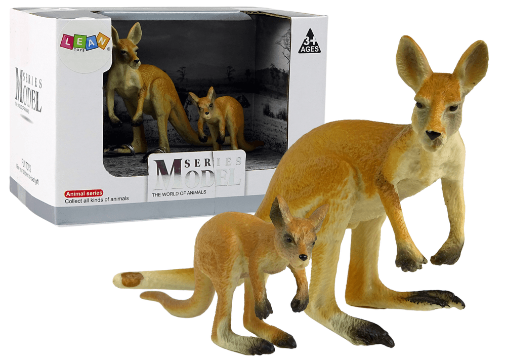 Set 2 figuric Kangur z mladičem - Živali sveta (LEAN TOYS)