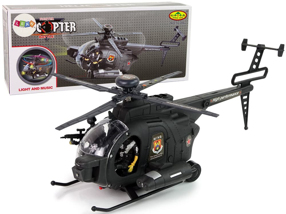 Vojaški helikopter z lučmi na baterije (LEAN TOYS)