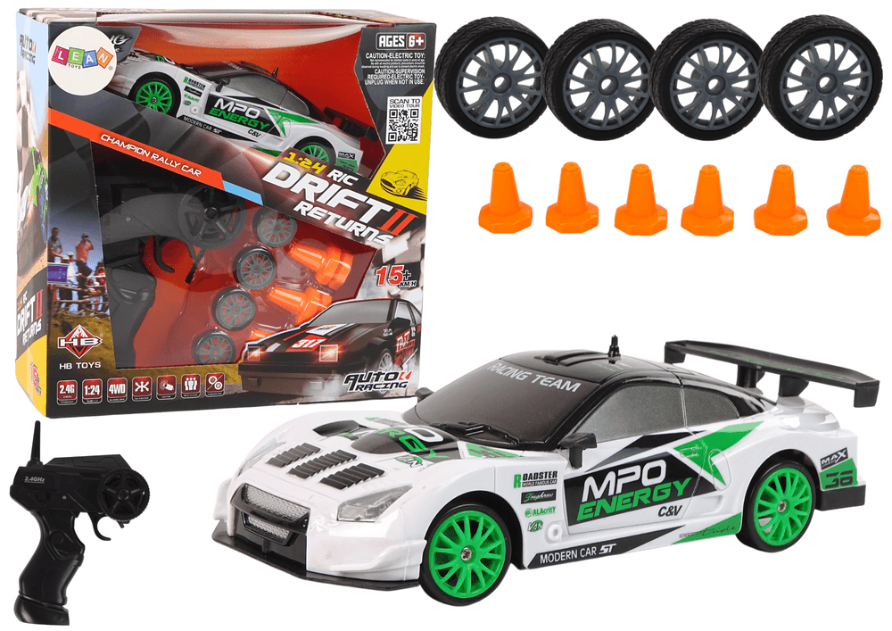 Dirkalni avto za drift z daljinskim upravljanjem, 15 km/h, menjjava koles, LEAN TOYS