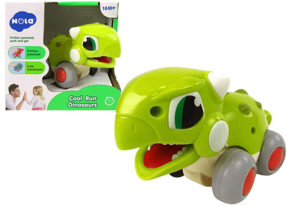 Dinozaver na kolesih, zelen, figurica, LEAN TOYS