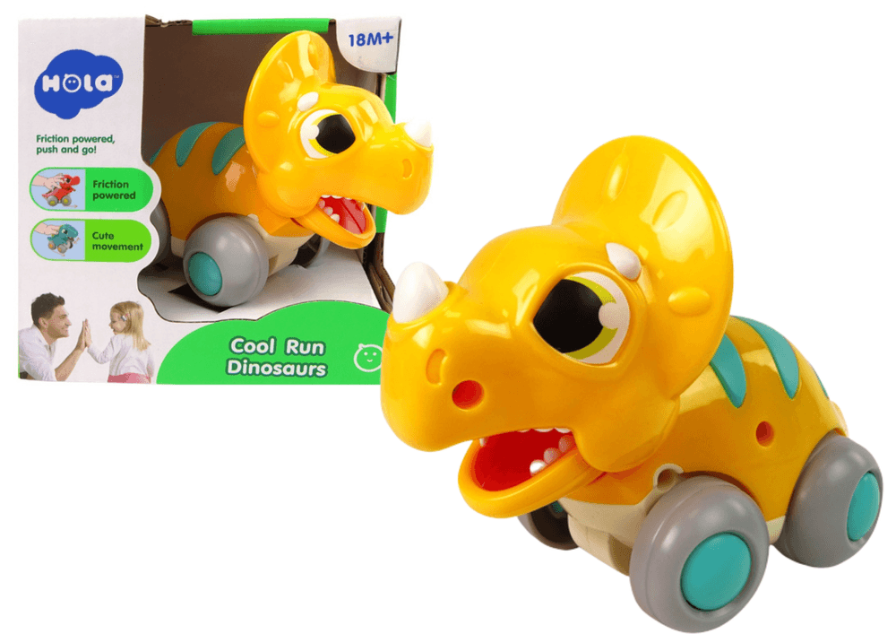 Dinozaver na kolesih, Triceratops rumen, figurica, LEAN TOYS