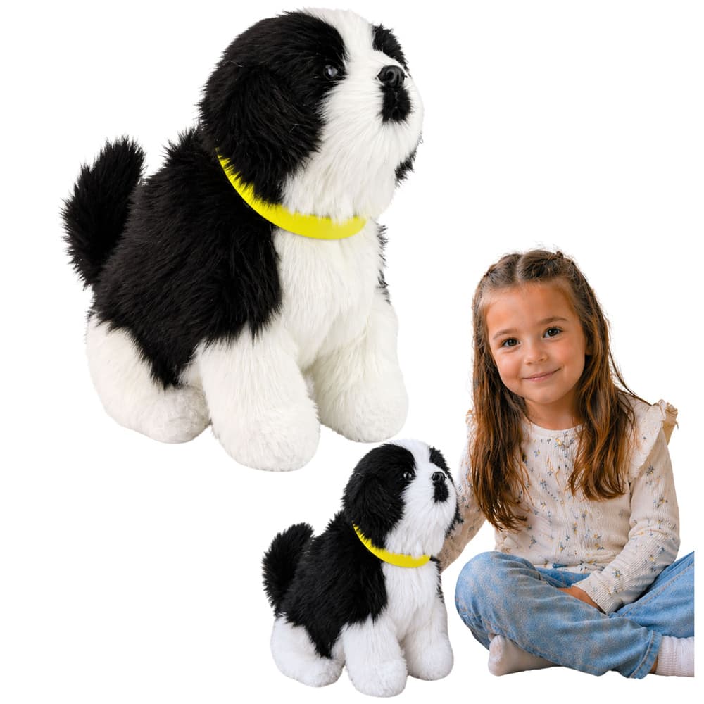 Interaktivni plišasti kuža Border Collie LEAN TOYS, črno-bel, laja in maha z repom