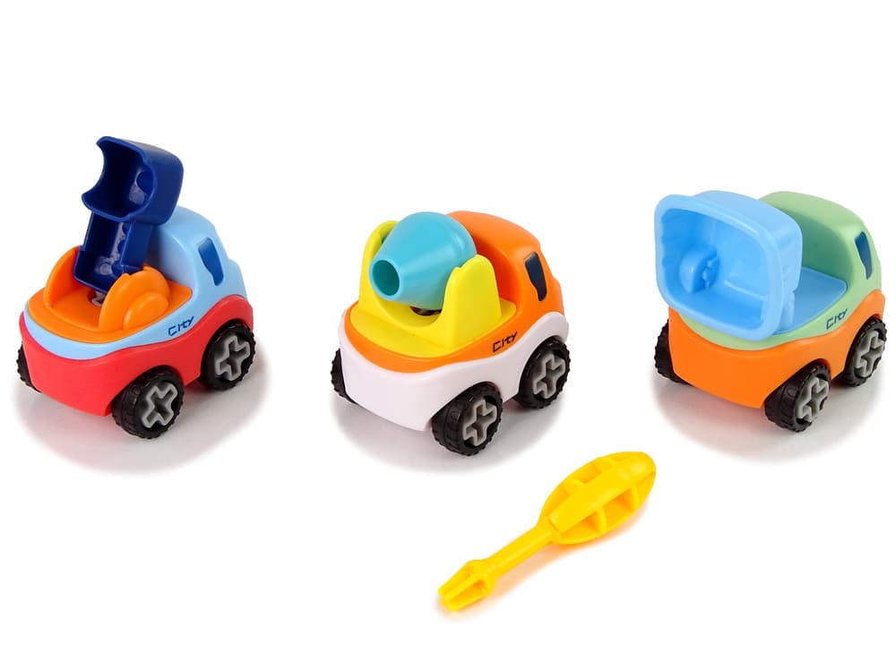 Set 3 gradbenih vozil LEAN TOYS za razstavljanje s izvijačem