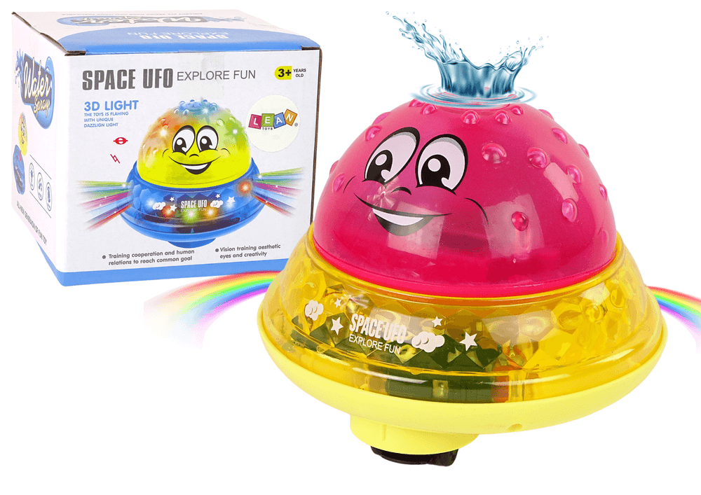 Vodna žoga LEAN TOYS, UFO, LED lučke in glasba, roza