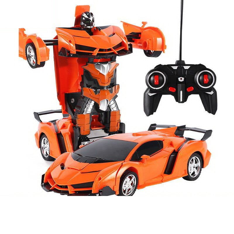 Avto robot 2v1 LEAN TOYS R/C Oranžen z lučmi, zvokom in drift funkcijo