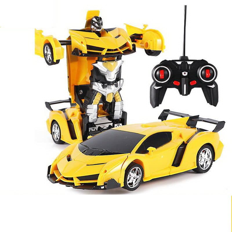 Avto robot 2v1 LEAN TOYS R/C Rumeni z lučmi, zvokom in drift funkcijo