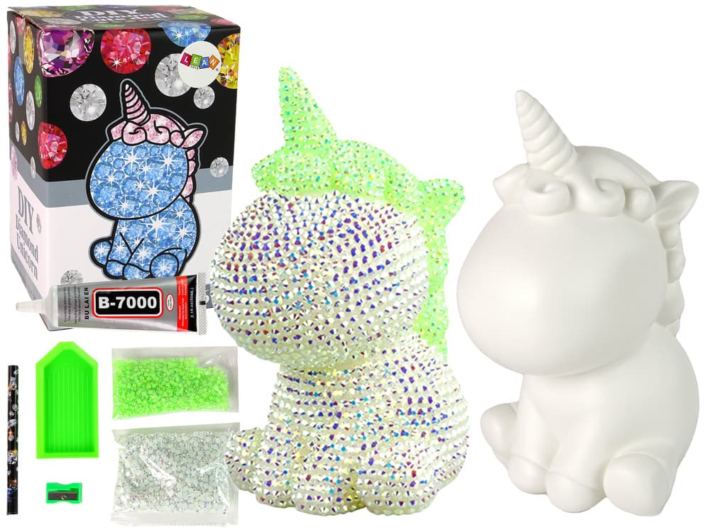 LEAN TOYS Ustvarjalni set: Enorožec z diamanti in kristali (zelena)