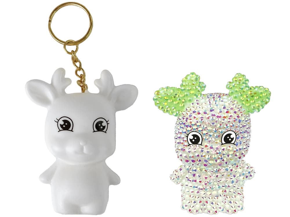 LEAN TOYS 3D diamantni obesek: Jelenček z bleščicami (bel) 2
