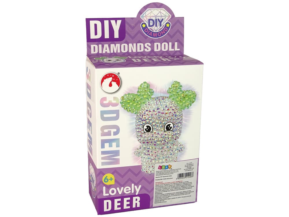 LEAN TOYS 3D diamantni obesek: Jelenček z bleščicami (bel) 4