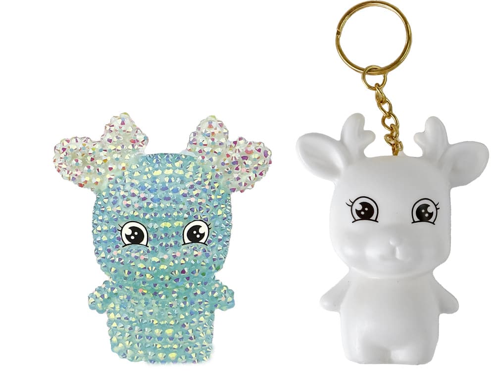 LEAN TOYS 3D diamantni obesek: Jelenček z bleščicami (modra) 3