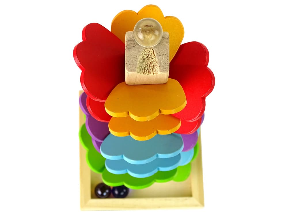 LEAN TOYS Leseno drevo s kroglično stezo in listi 3