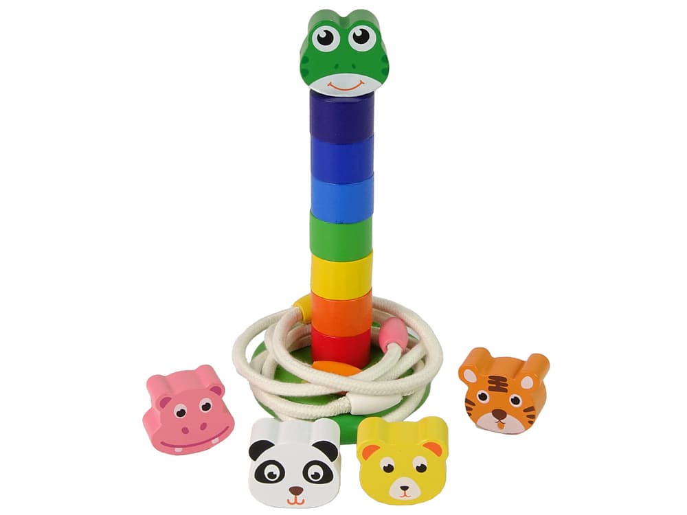 LEAN TOYS Lesena izobraževalna piramida z živalmi 3