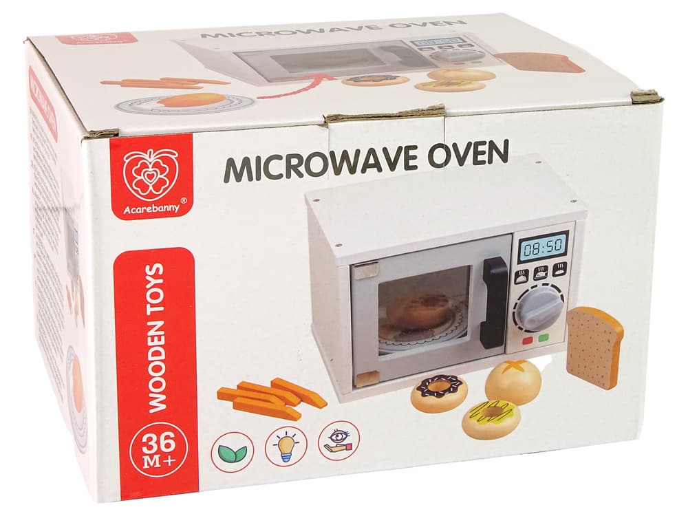 LEAN TOYS Lesena mikrovalovna pečica bela 5