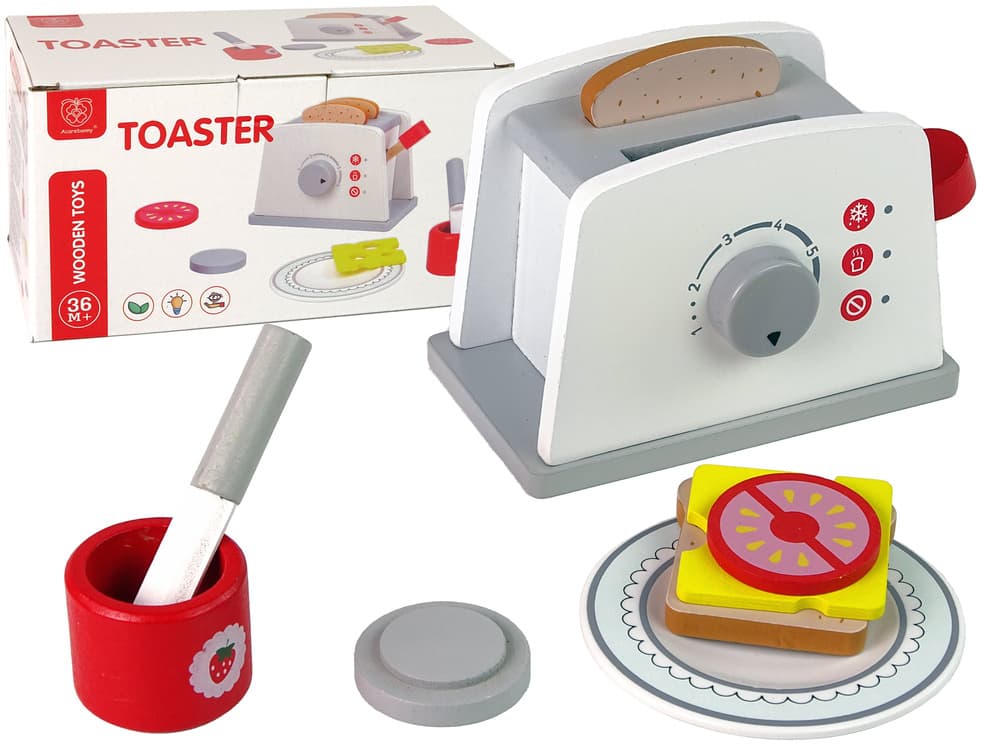 LEAN TOYS Leseni toaster z dodatki