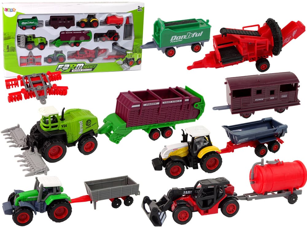 LEAN TOYS Set kmetijskih vozil, 12 kosov, kovina