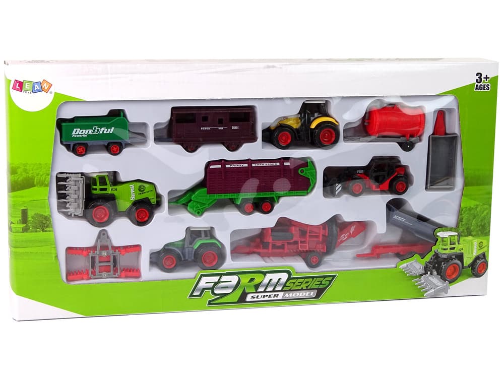 LEAN TOYS Set kmetijskih vozil, 12 kosov, kovina 6