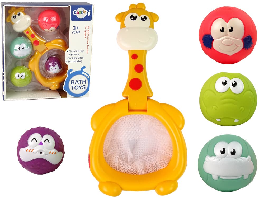 LEAN TOYS Igrača za kopanje mini košarka z žirafo in gumijastimi žogicami