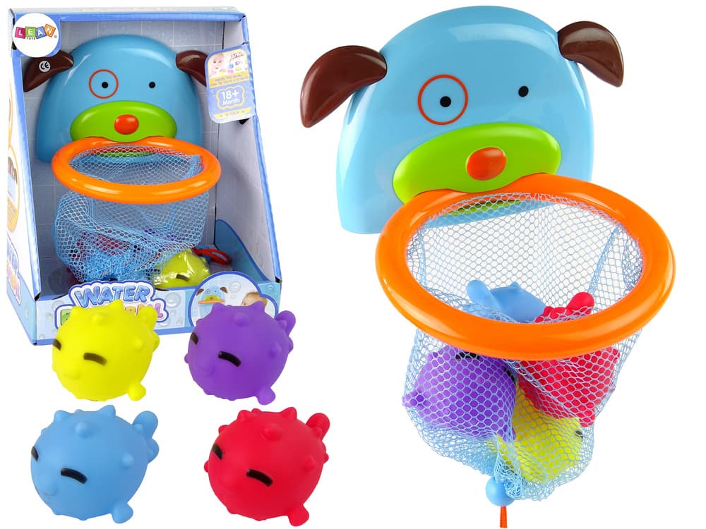 LEAN TOYS Igrača za kopanje mini košarka s kužkom in gumijastimi ribicami