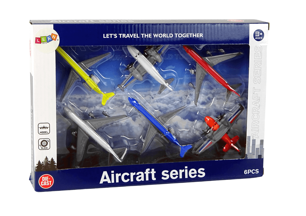 LEAN TOYS Set potniških letal, 6 kosov, različne barve 4