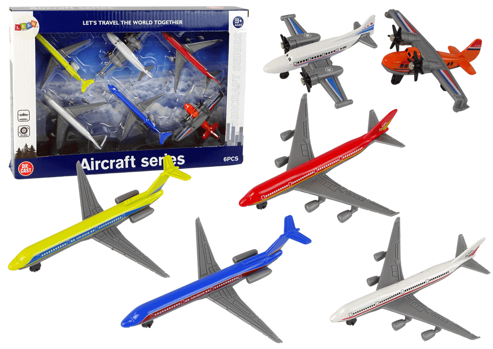 LEAN TOYS Set potniških letal, 6 kosov, različne barve