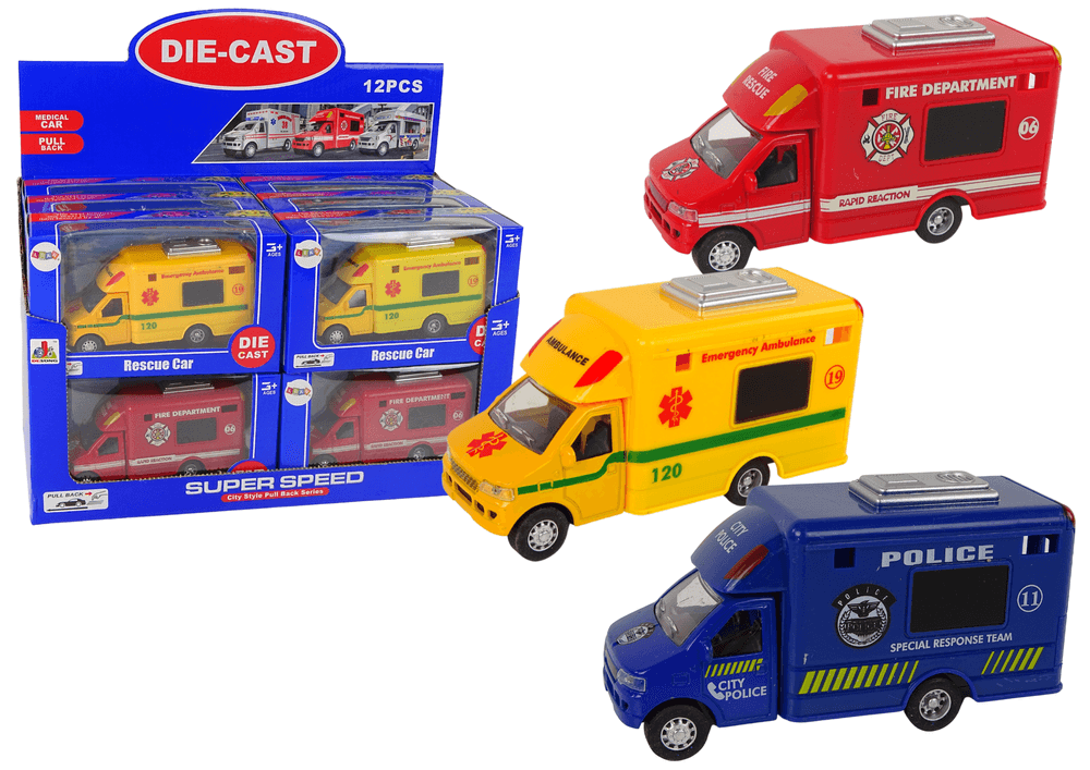 LEAN TOYS Reševalna vozila (policija, gasilci, rešilec) s pogonom na trenje