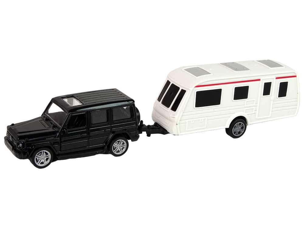 LEAN TOYS Set vozil: Jeep s počitniško prikolico, kovinski elementi 2