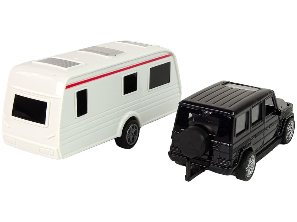LEAN TOYS Set vozil: Jeep s počitniško prikolico, kovinski elementi 4
