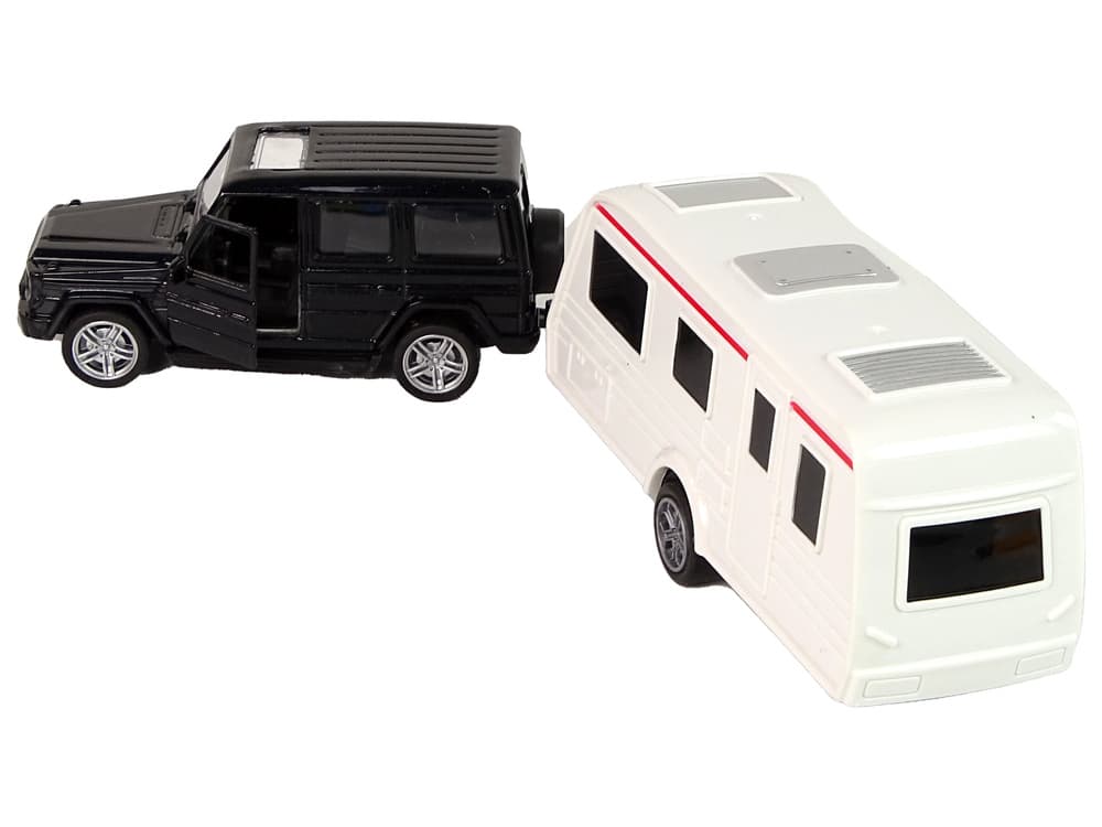 LEAN TOYS Set vozil: Jeep s počitniško prikolico, kovinski elementi 5