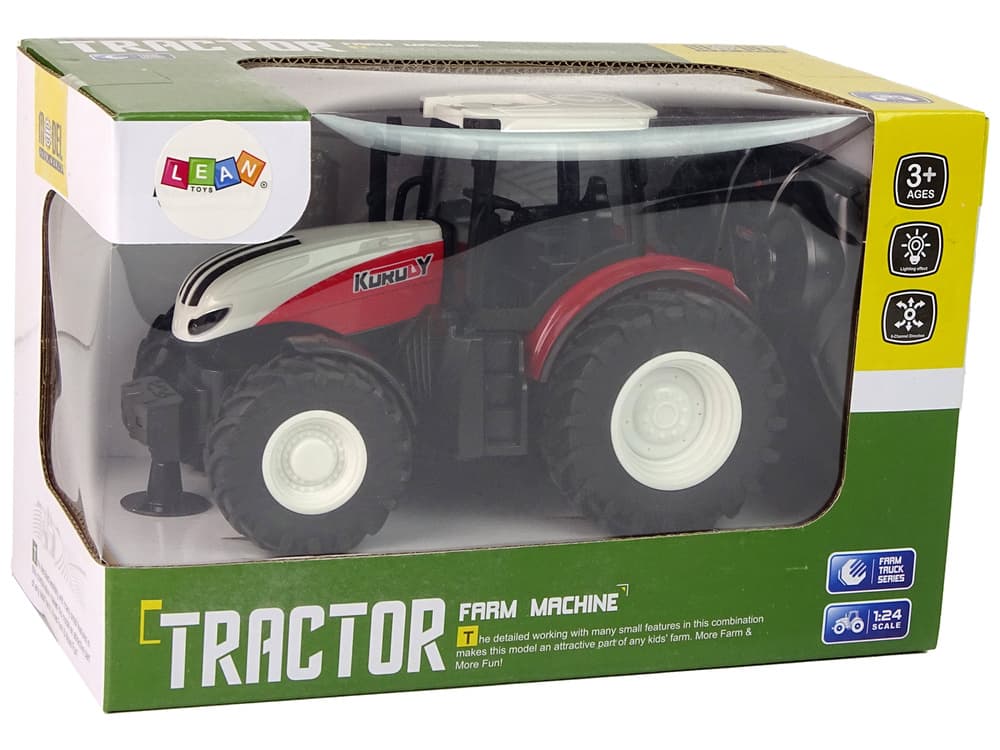 LEAN TOYS Daljinsko voden traktor, 1:24, RC, z lučmi, belo-rdeč 5
